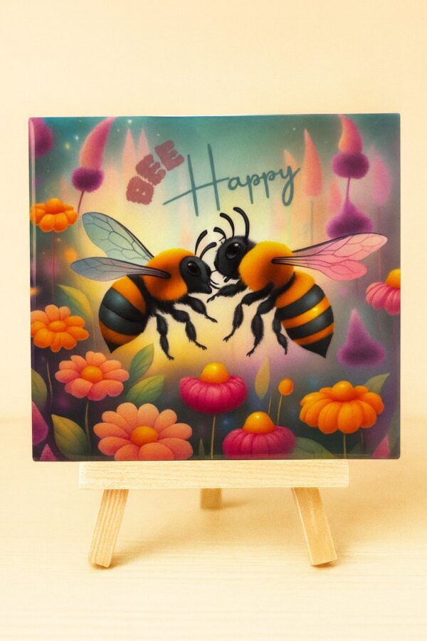 Tegeltje Bee Happy Modern klein