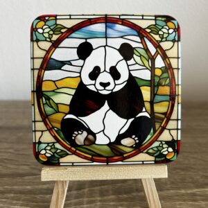 Set van 4 onderzetters dieren glas in lood