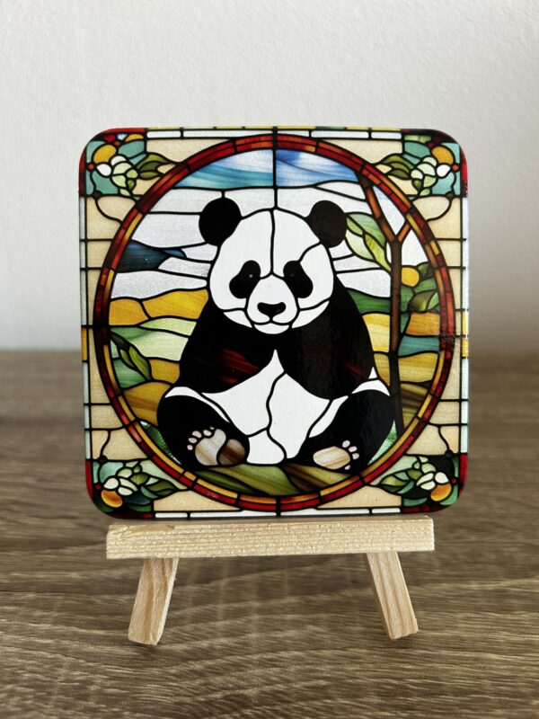 Set van 4 onderzetters dieren glas in lood