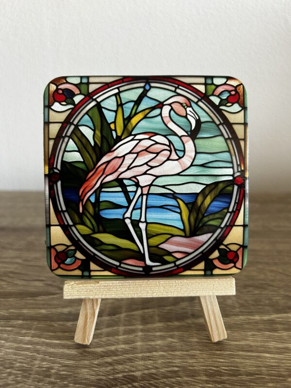 Set van 4 onderzetters dieren glas in lood - Afbeelding 3