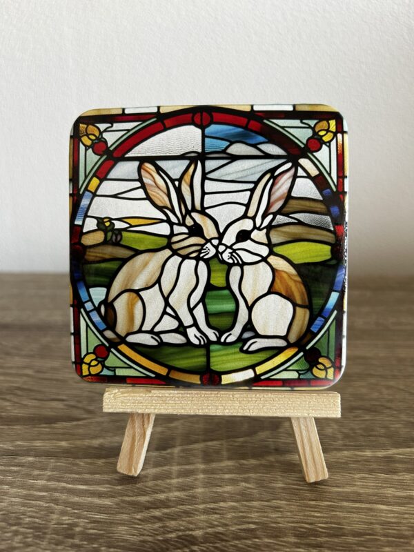 Set van 4 onderzetters dieren glas in lood - Afbeelding 4