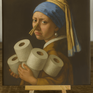 Tegel Meisje met WC rol