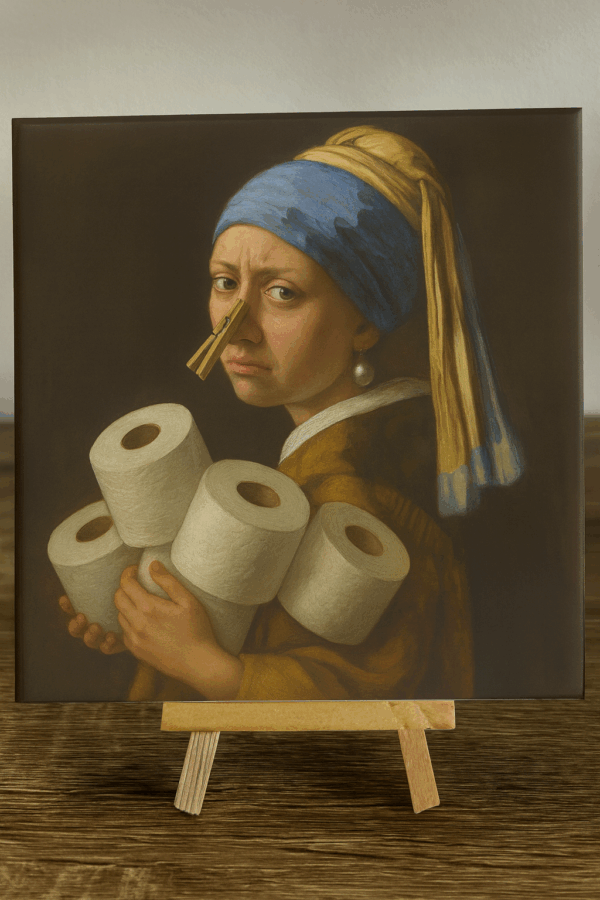 Tegel Meisje met WC rol
